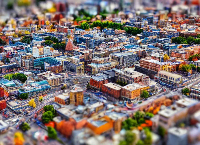 Prompt: photo city tilt-shift