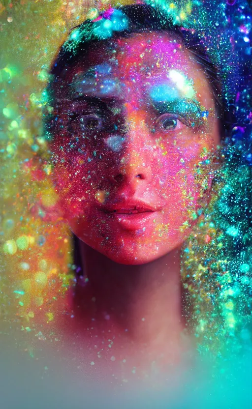 Prompt: multicolor organic bubble portrait of a girl, cyberpunk, weird, octane render, hyper realistic reflections, graphic, hd, 8 k