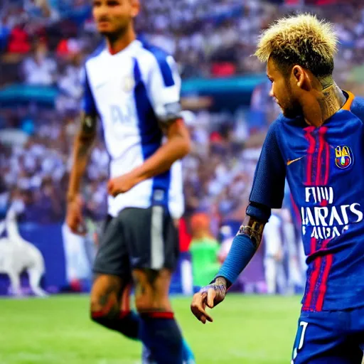 Image similar to neymar becomes a cyborg.