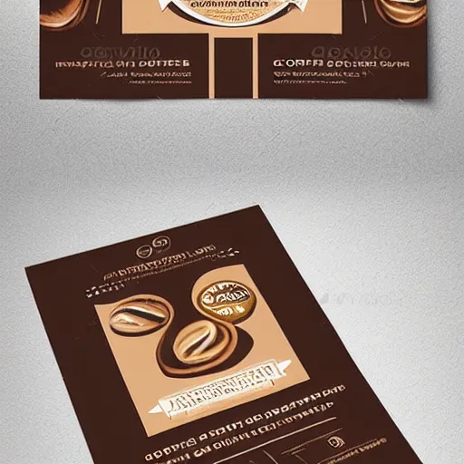 Image similar to square shaped flyer design for a coffee bean roasting company, layout design, dark brown and beige colour palette, template layout