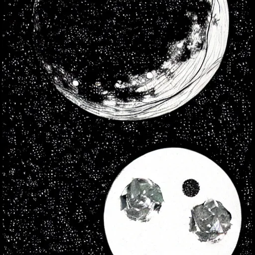 Image similar to full moon, style of shuzo oshimi, black outline, on white, smooth, thin sharp lines, detailed