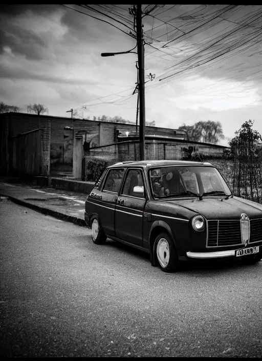 Prompt: vaz 2101, wide angle lens, in the style of the Dutch masters and Gregory Crewdson, dark and moody