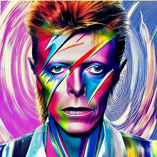 Image similar to David Bowie, abstract album cover