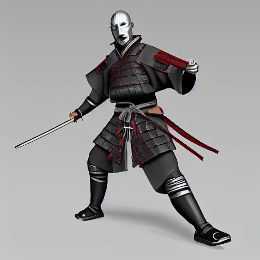 Prompt: samurai character model, running sequence, pose 5 of 1 6, orthographic front view, single figure, 4 k photograph, clear details, pose 5 of 1 6,