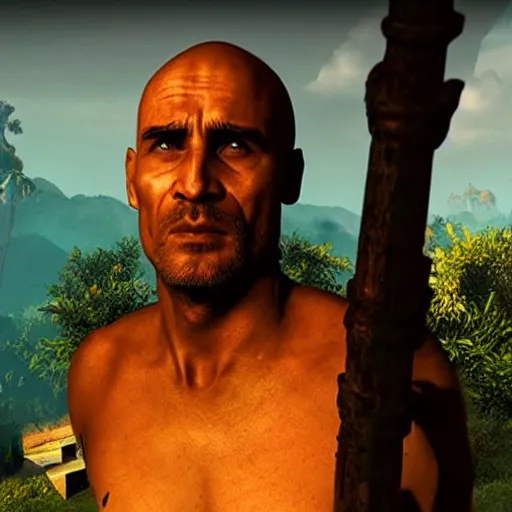 Prompt: a still of from the movie apocalypse now crossover with the game the witness