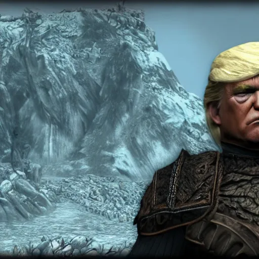 Image similar to Donald Trump in Skyrim, 8K