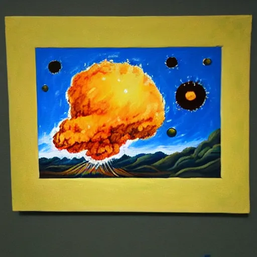 Image similar to a painting of a very relaxing and cute nuclear explosion