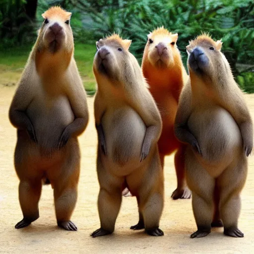 Image similar to capybaras in a barbershop quartet,