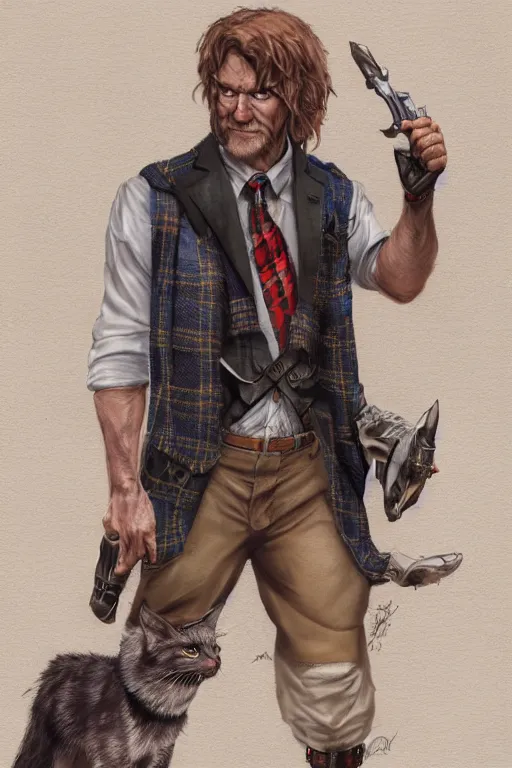 Image similar to portrait of the tartan catfolk unsealer wearing imperial vest by artgerm and Craig Mullins, James Jean, Andrey Ryabovichev, Mark Simonetti and Peter Morbacher 16k