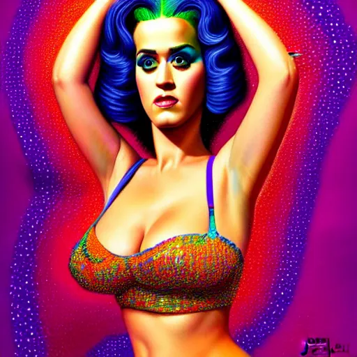 Image similar to an extremely psychedelic portrait of katy perry, surreal, lsd, face, detailed, intricate, elegant, lithe, highly detailed, digital painting, artstation, concept art, smooth, sharp focus, illustration, art by jason edmiston