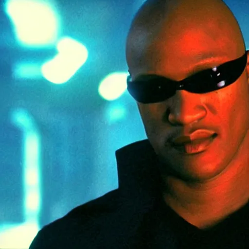 Prompt: morpheus from the matrix, blue red pill, black background, dramatic lighting, cinematic composition