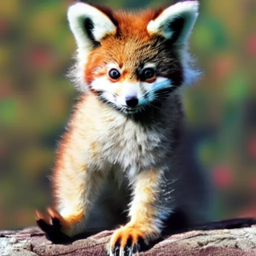 Image similar to a coyote red panda wolf hybrid kitten