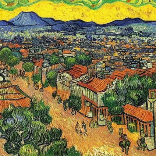 Prompt: vincent van gogh painting of mexico city, highly detailed