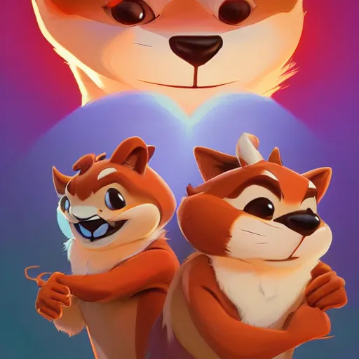 Image similar to face icon stylized minimalist chip'n dale : rescue rangers, loftis, cory behance hd by jesper ejsing, by rhads, makoto shinkai and lois van baarle, ilya kuvshinov, rossdraws global illumination