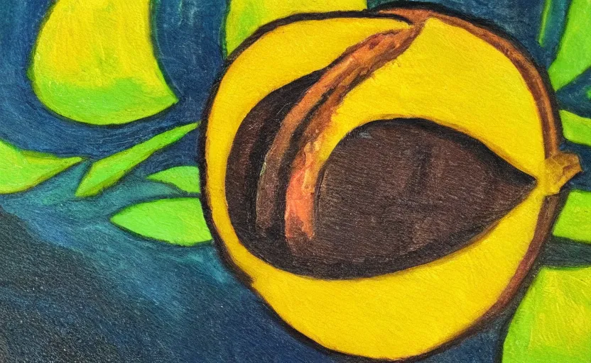 Prompt: an evil lemon, expressionist painting, detailed