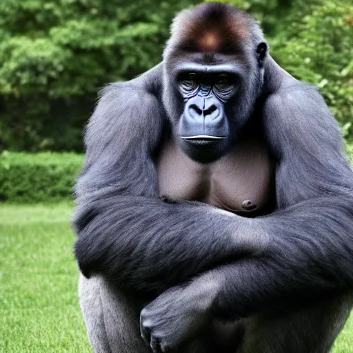 Image similar to harambe is president and sitting in the oval office