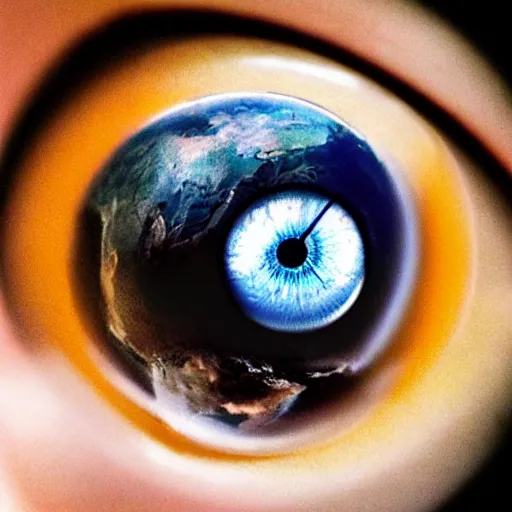 Prompt: the world in eye of human