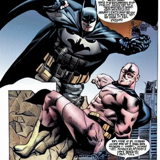 Image similar to batman putting bane in an armbar.