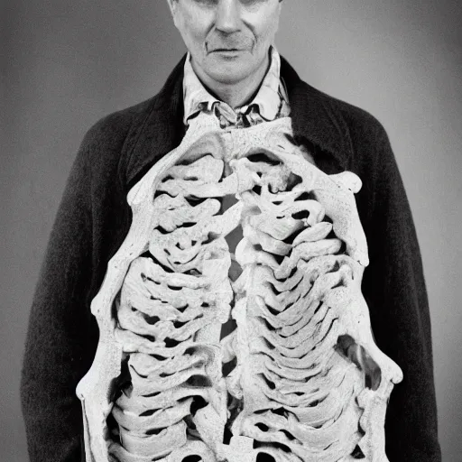 Prompt: a photograph of a man wearing a coat made of lungs