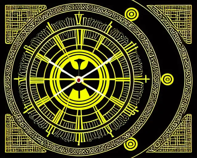 Image similar to The religious symbol for a clock based cult, vector art