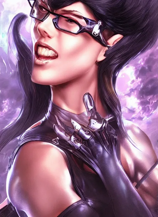 Prompt: beautiful portrait of a gorgeous personal trainer who looks like Bayonetta, character design by Ross Tran, artgerm detailed, soft lighting