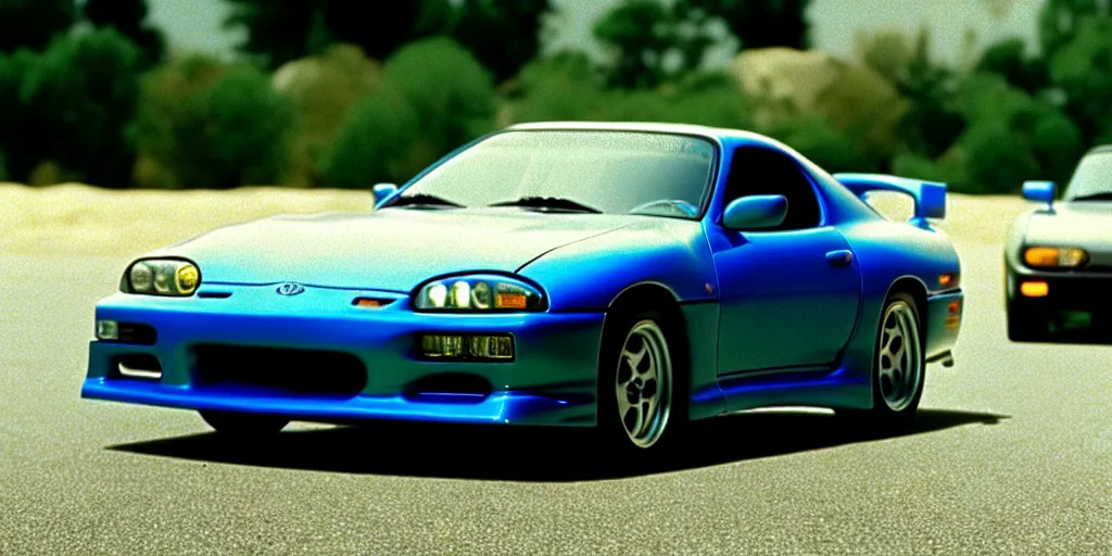 Prompt: The Fast and the Furious, 2001, Toyota Supra, 1994, 1995, 1996, 1997, 1998, Hot Wheels, cinematic, 8k, depth of field, bokeh. brian spilner, paul walker, vibrant accents