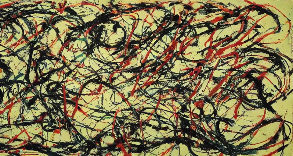 Prompt: contemplating wishes, Jackson Pollock, 4K, on canvas