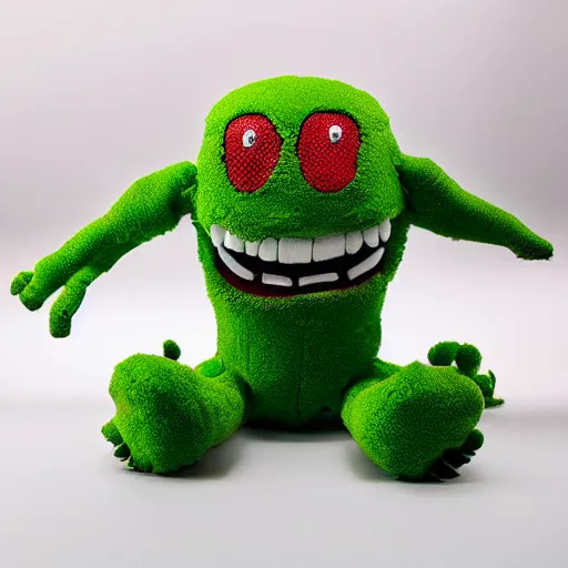 Image similar to strawberry creature with multiple eyes plush toy