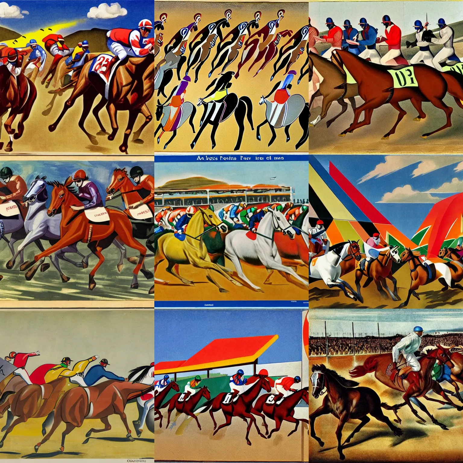 Prompt: Horse race in italian futurist style