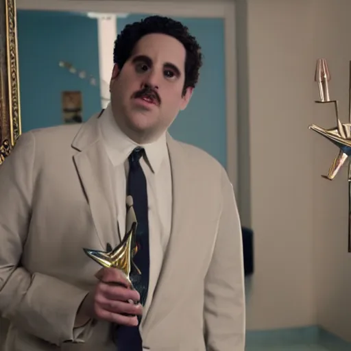 Image similar to jonah hill as borat in borat, 8k resolution, full HD, cinematic lighting, award winning, anatomically correct