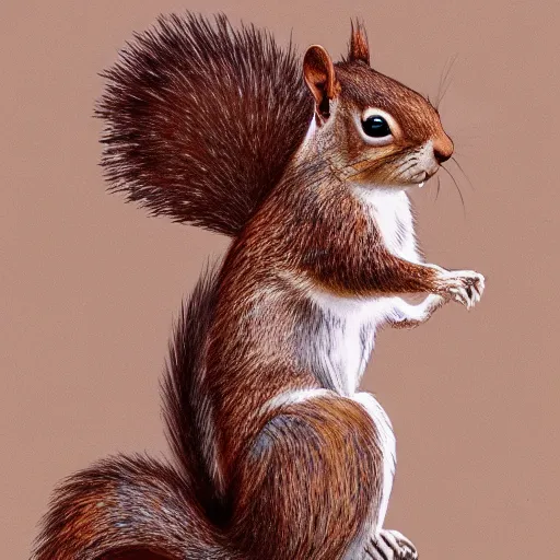 Image similar to a cute squirrel standing on four legs in profile, drawn in concept art style