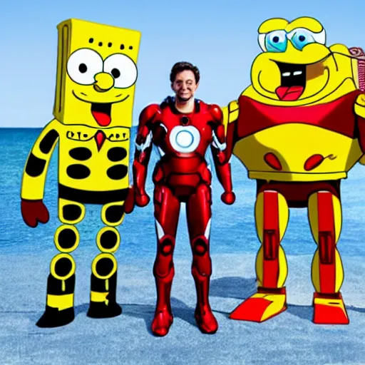 Image similar to spongebob in ironman suits