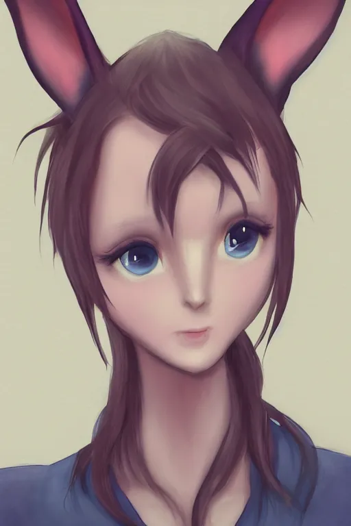 Image similar to close up face of a woman (((anthro))) ((eevee)), portrait,