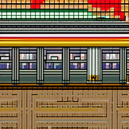 Prompt: a lazy miner, train station background, 8 - bit pixel art. cute.