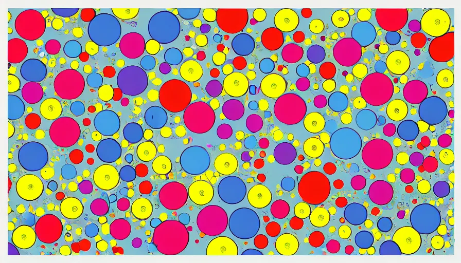 Prompt: twitter bot network pop art with symetric dots