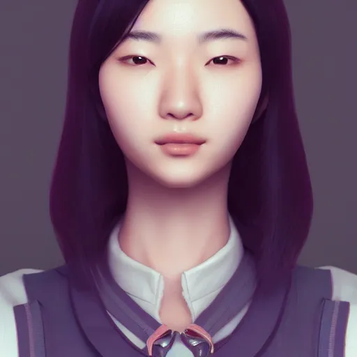 Image similar to the most beautiful asian woman in the world, by sangsoo jeong, by siwoo kim, happy expression, cute, unreal engine, octane rendering, 8 k, closeup headshot, smooth, trending on artstation, digital illustration, black hair