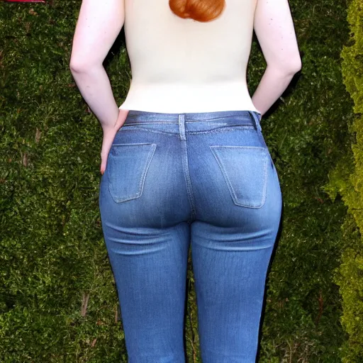 Image similar to Christina Hendricks from back wearing jeans, thick, 4k,