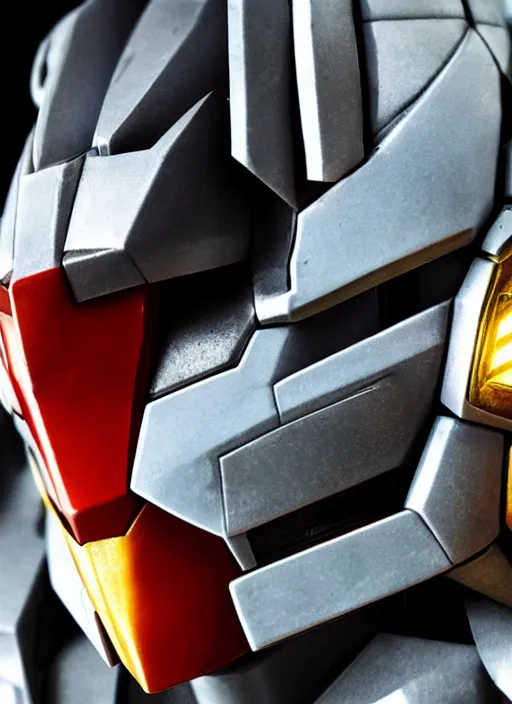 Image similar to master chief gundam, closeup, highly detailed, dramatic