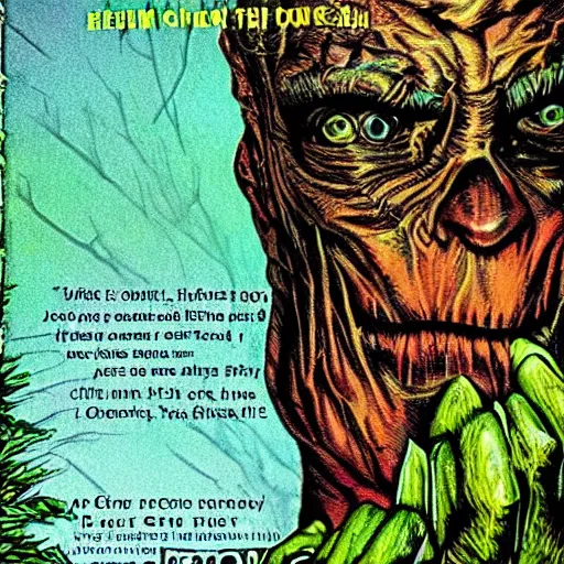 Image similar to A scary guy Hiding in the bushes Vintage Goosebumps Book Cover Art HDR