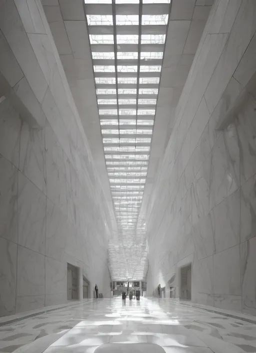 Image similar to white marble interior photograph, architecture carved, shiny, volumetric light, beautiful, smooth, expansive, by louis kahn and moshe safdie