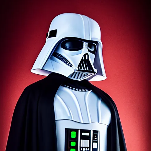Prompt: photo of a white darth vader, realistic, professionally, professionally color graded, full body shot, leather body suit, sharp focus, 8 k high definition, insanely detailed, intricate, elegant