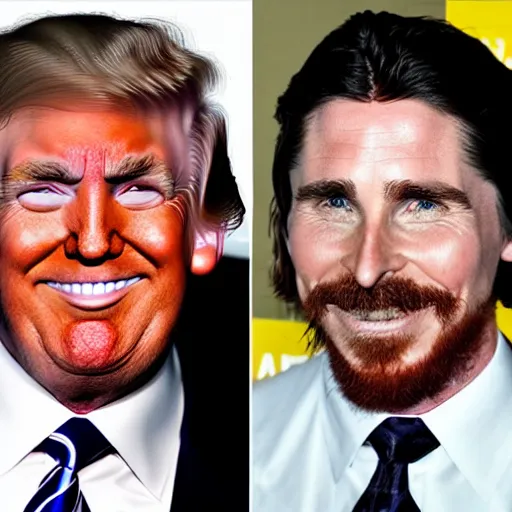 Image similar to christian bale with Donald Trump's hair as Donald Trump