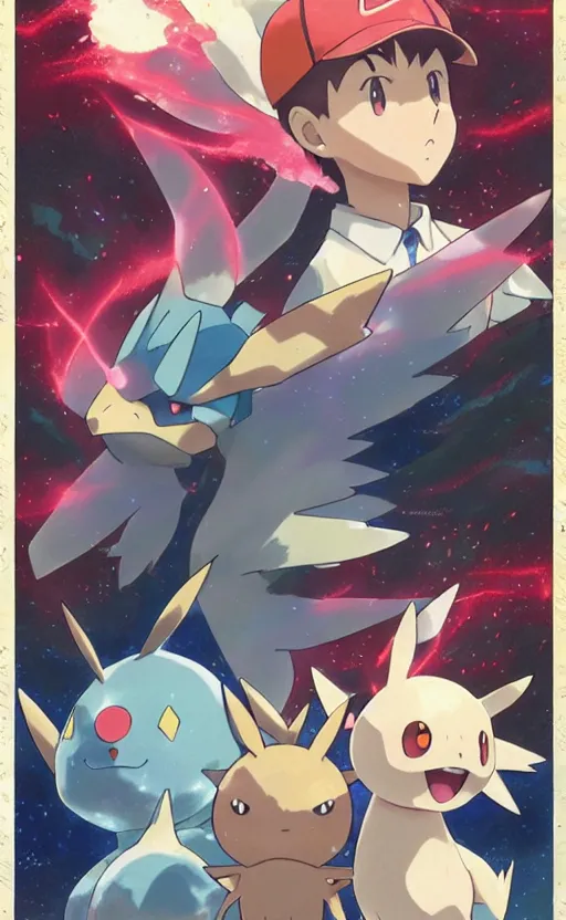 Image similar to a pokemon go card from 1 9 5 0, illustration, concept art, anime key visual, trending pixiv fanbox, by wlop and greg rutkowski and makoto shinkai and studio ghibli and kyoto animation and ken sugimori, symmetrical facial features, pocket monster companion, box art