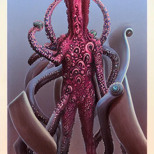 Prompt: full body portrait of a tentacle warrior, by wayne barlowe