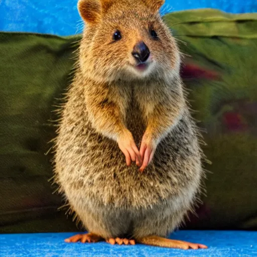 Image similar to a quokka wearing a hawaii shirt, photorealistic 4 k