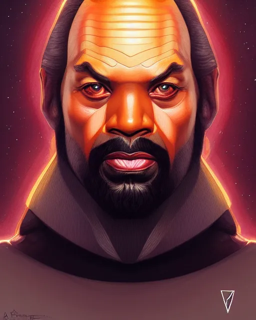 Image similar to symmetry portrait of worf, star trek tng, forest, intricate, elegant, highly detailed, digital painting, artstation, concept art, smooth, sharp focus, illustration, art by artgerm and greg rutkowski and fra angelico and alphons mucha