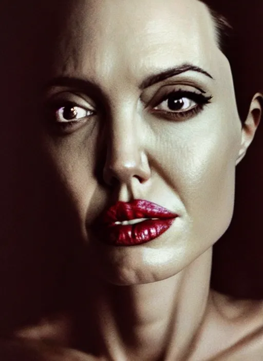 Image similar to close - up portrait of angelina jolie by sarah moon,