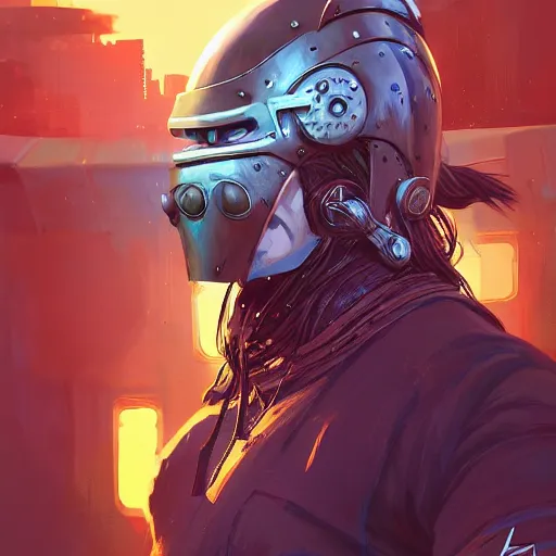 Image similar to cyberpunk viking helmet mask warrior goddess robot ninja fantasy, art gta 5 cover, official fanart behance hd artstation by jesper ejsing, by rhads, makoto shinkai and lois van baarle, ilya kuvshinov, ossdraws