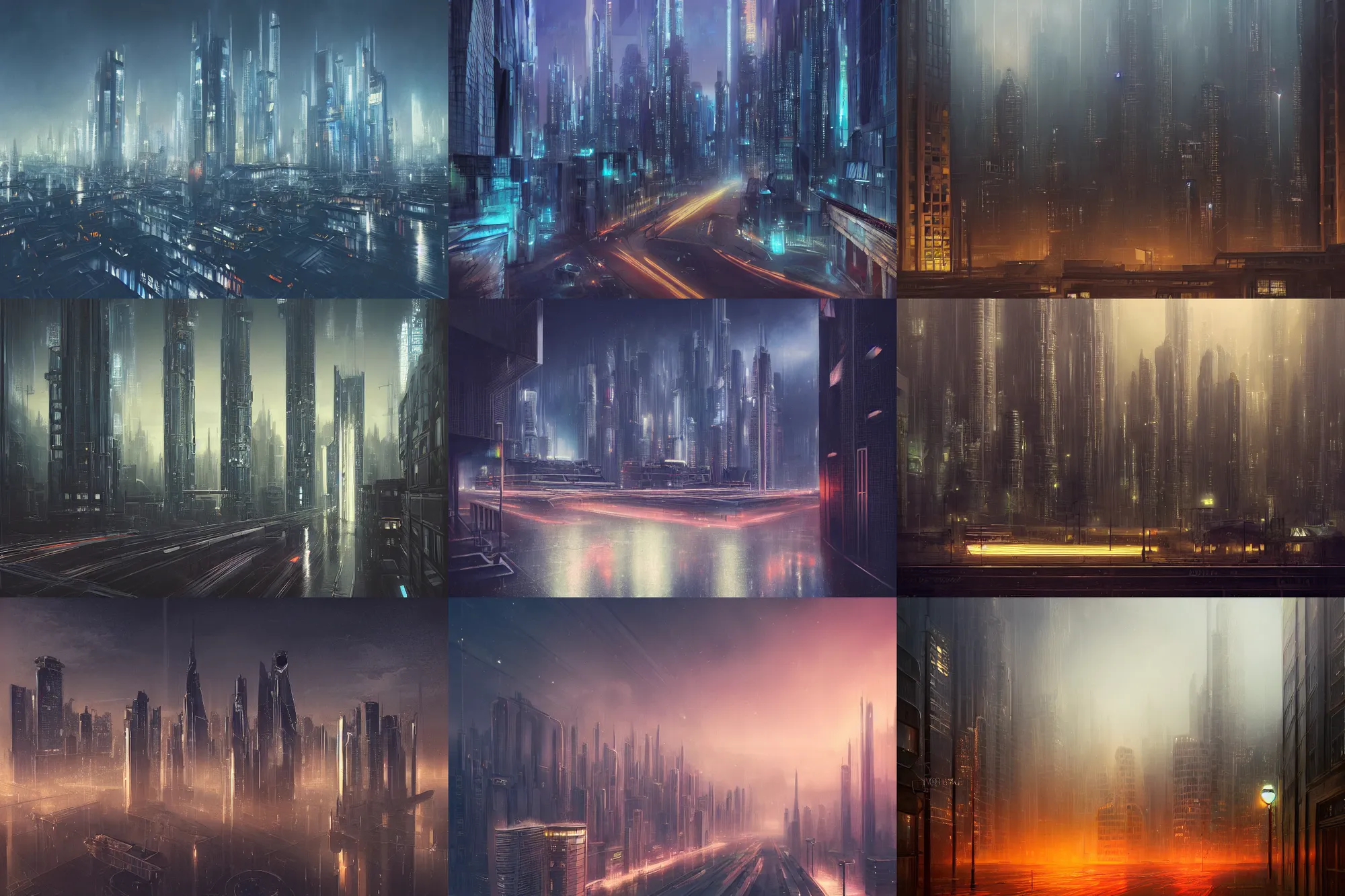 Prompt: photograph of a futuristic city, cityscape, science fiction, night lights, beautifully lit buildings, mystic hues, distant, sharp focus, smooth, volumetric lights, digital art, RTX, hyperrealistic, cinematic, by lee madgwick