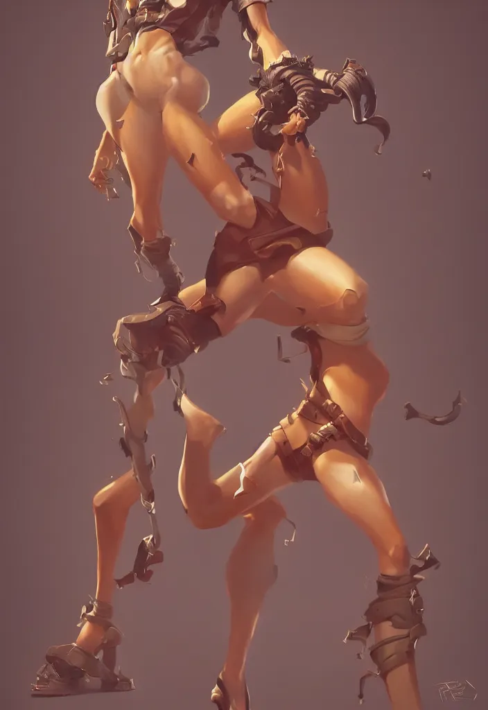 Prompt: amazing stylized female character design by Julian Totino Tedesco, concept digital art, full body ith dynamic pose, octane render trending on artstation, 4k, 8k, HD